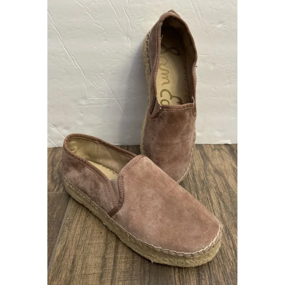 Sam Edelman Size 7.5M Carrin Pink Velvet Espadrille‎ Platform Shoes Comfort